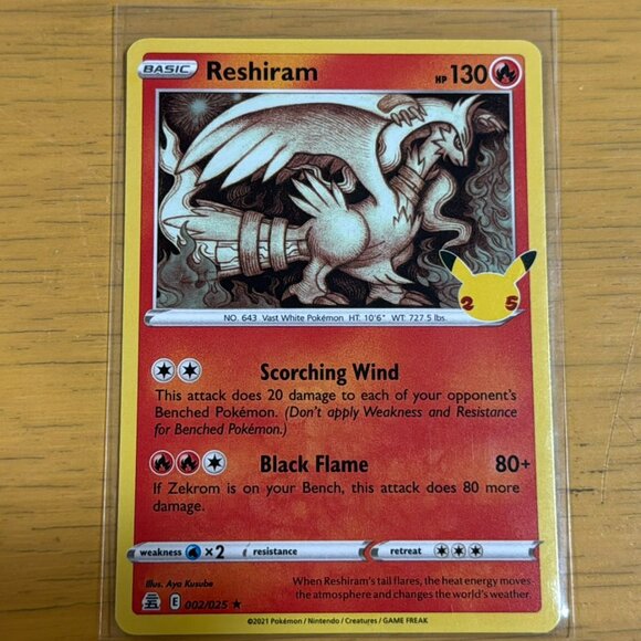 Pokemon Other - Pokémon Reshiram Card - Celebrations (CLB) - #004/025 - Rare Holo